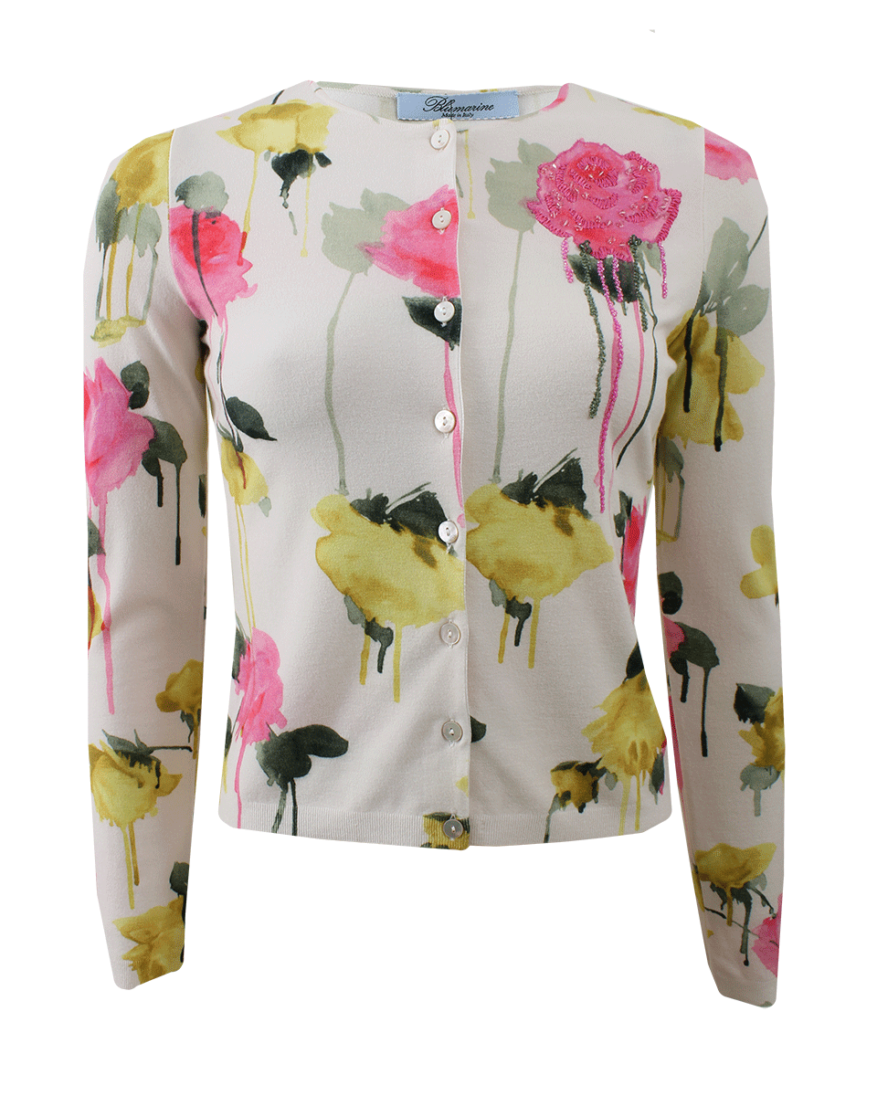 BLUMARINE-Rose Print Cardigan-