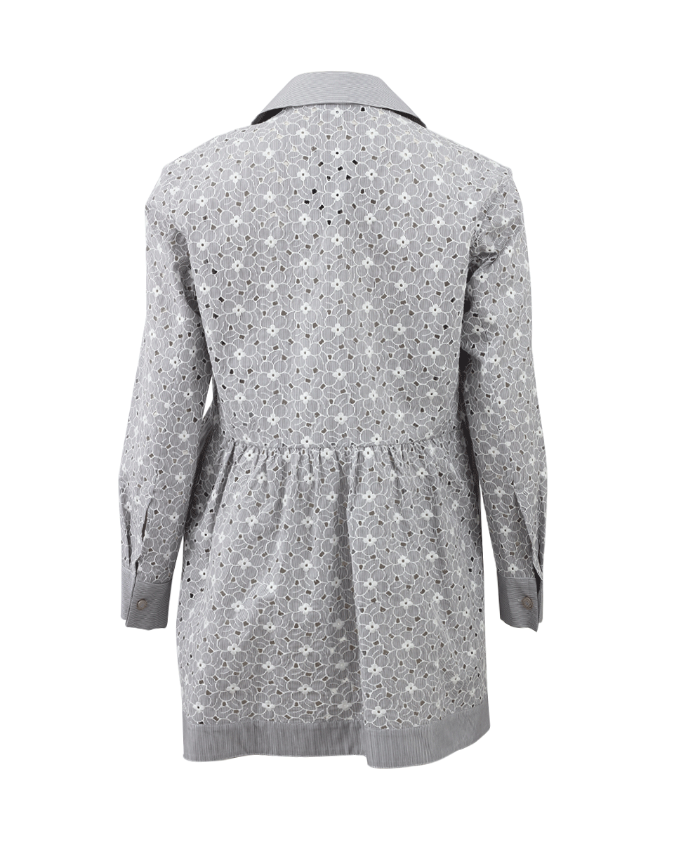 BLUMARINE-Floral Broderie Henley Blouse-