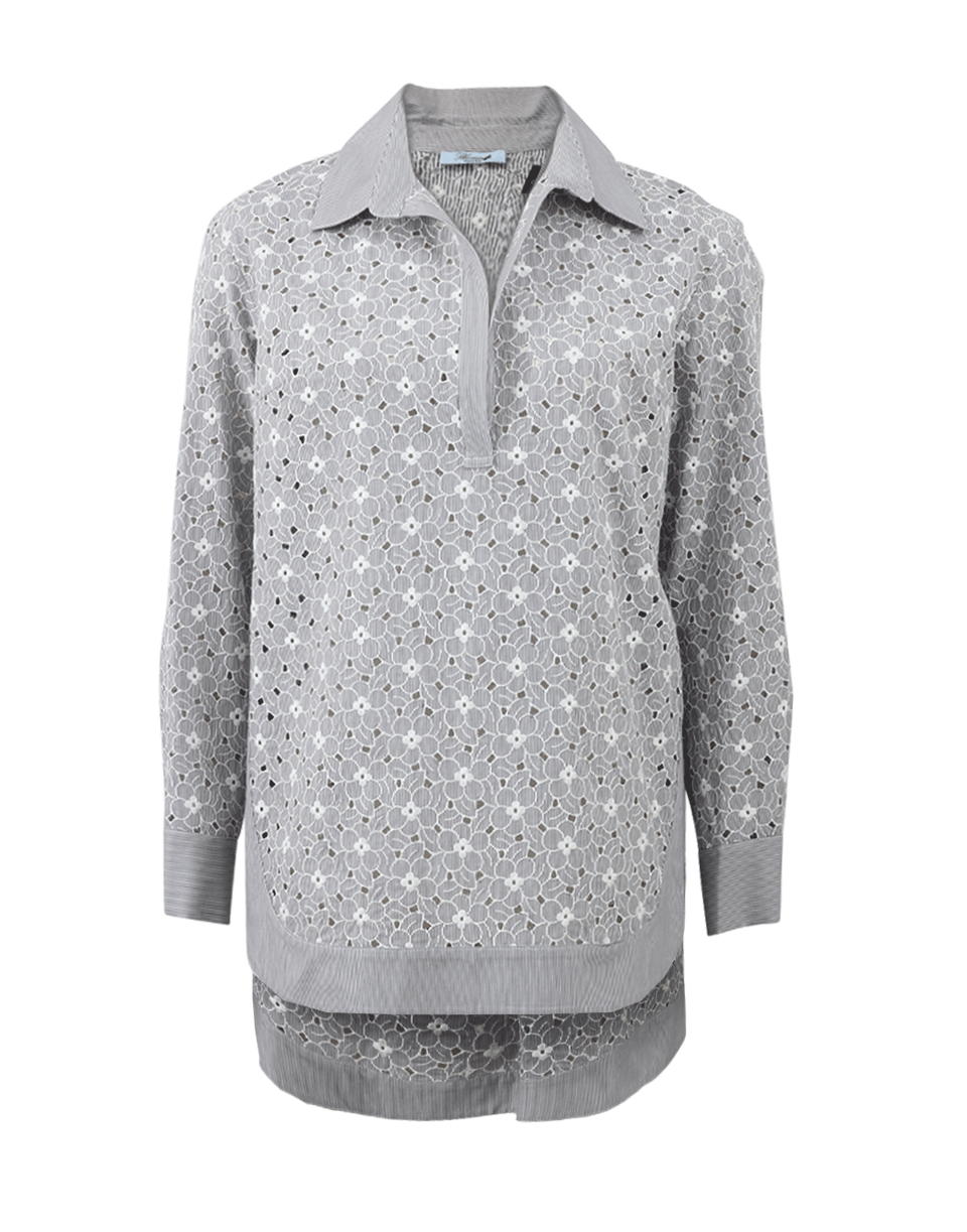 BLUMARINE-Floral Broderie Henley Blouse-