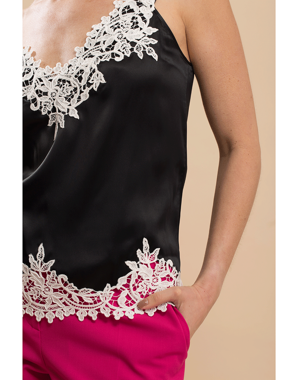 BLUMARINE-Black and White Lace Cami-