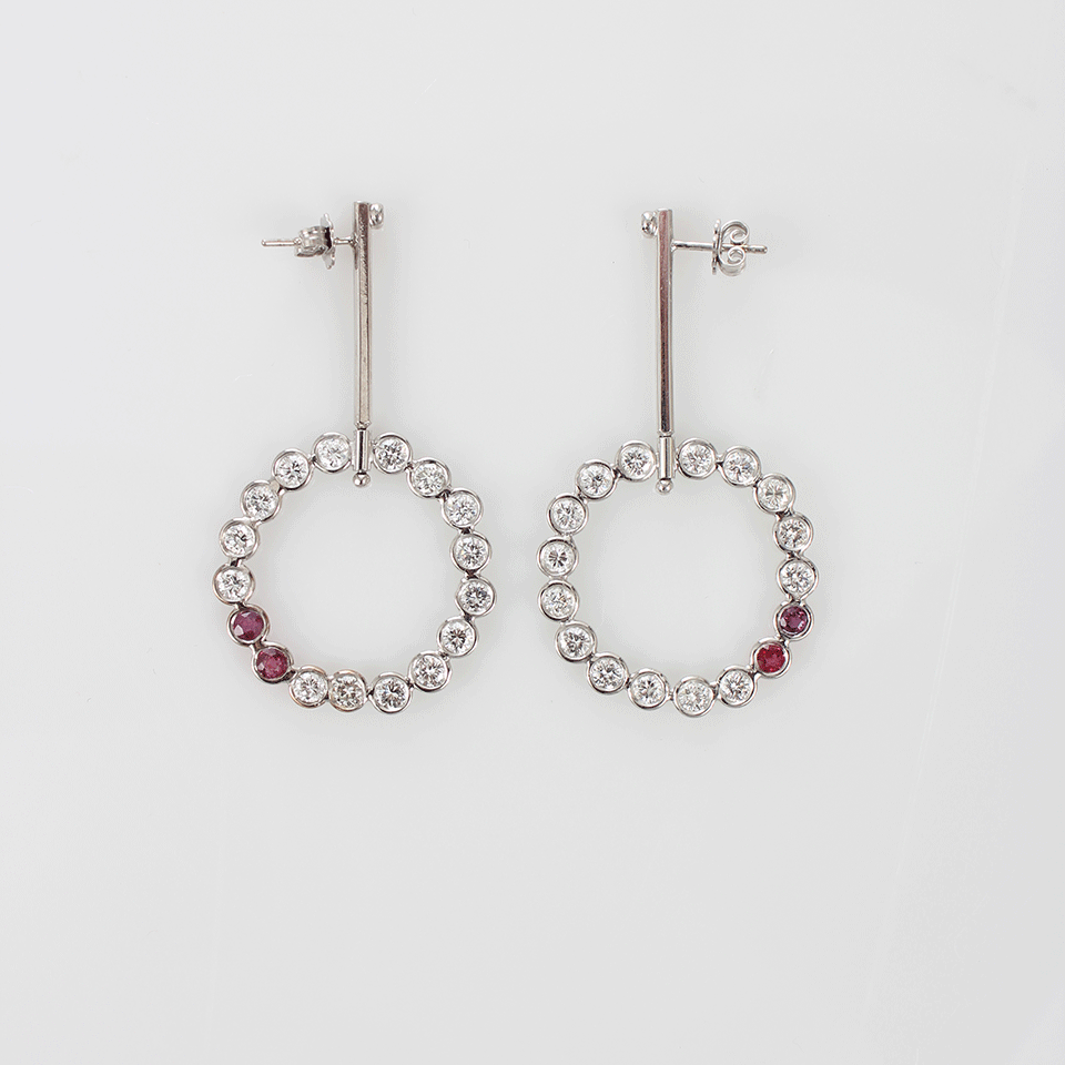 BOAZ KASHI-Extreme Diamond Circle Drop Earrings-WHITE GOLD