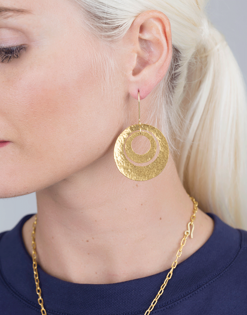 BOAZ KASHI-Gold Disc Earrings-YELLOW GOLD