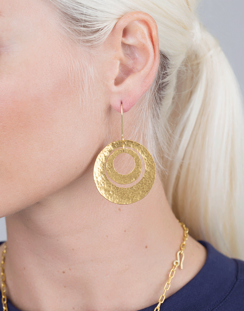 BOAZ KASHI-Gold Disc Earrings-YELLOW GOLD