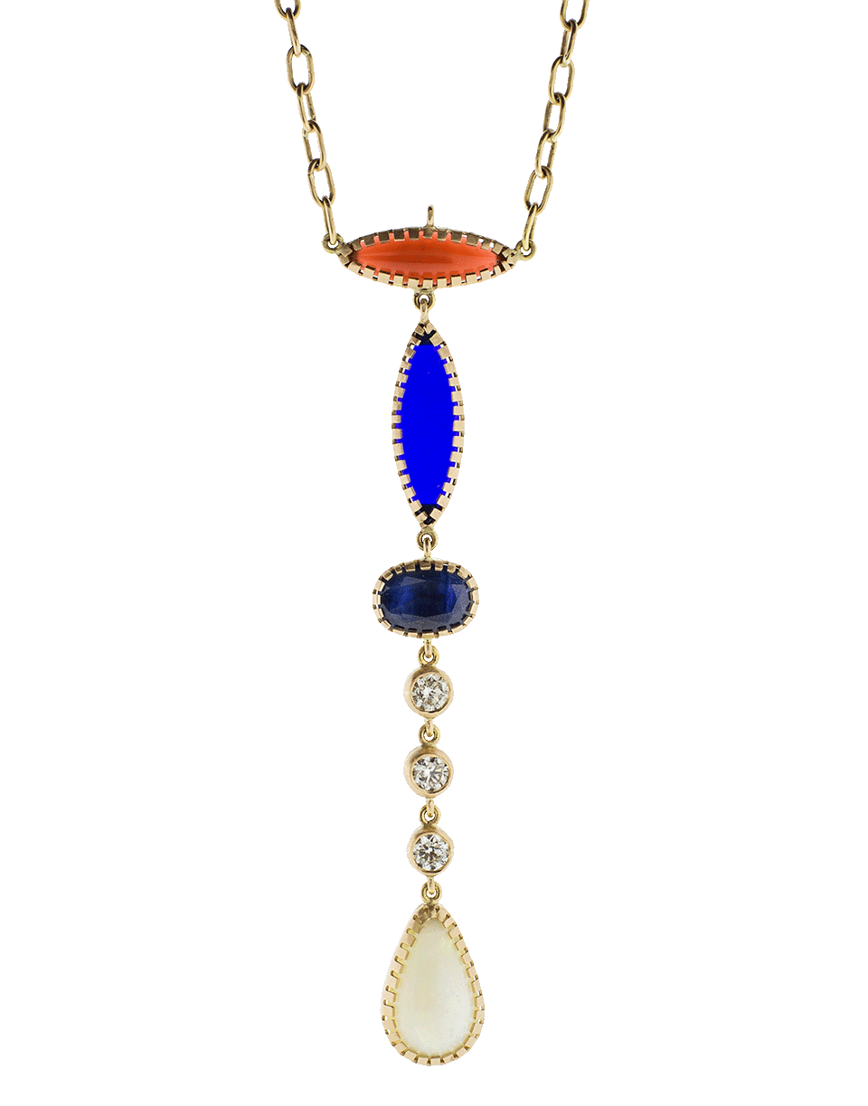 BOAZ KASHI-Carnelian And Opal Drop Necklace-ROSE GOLD