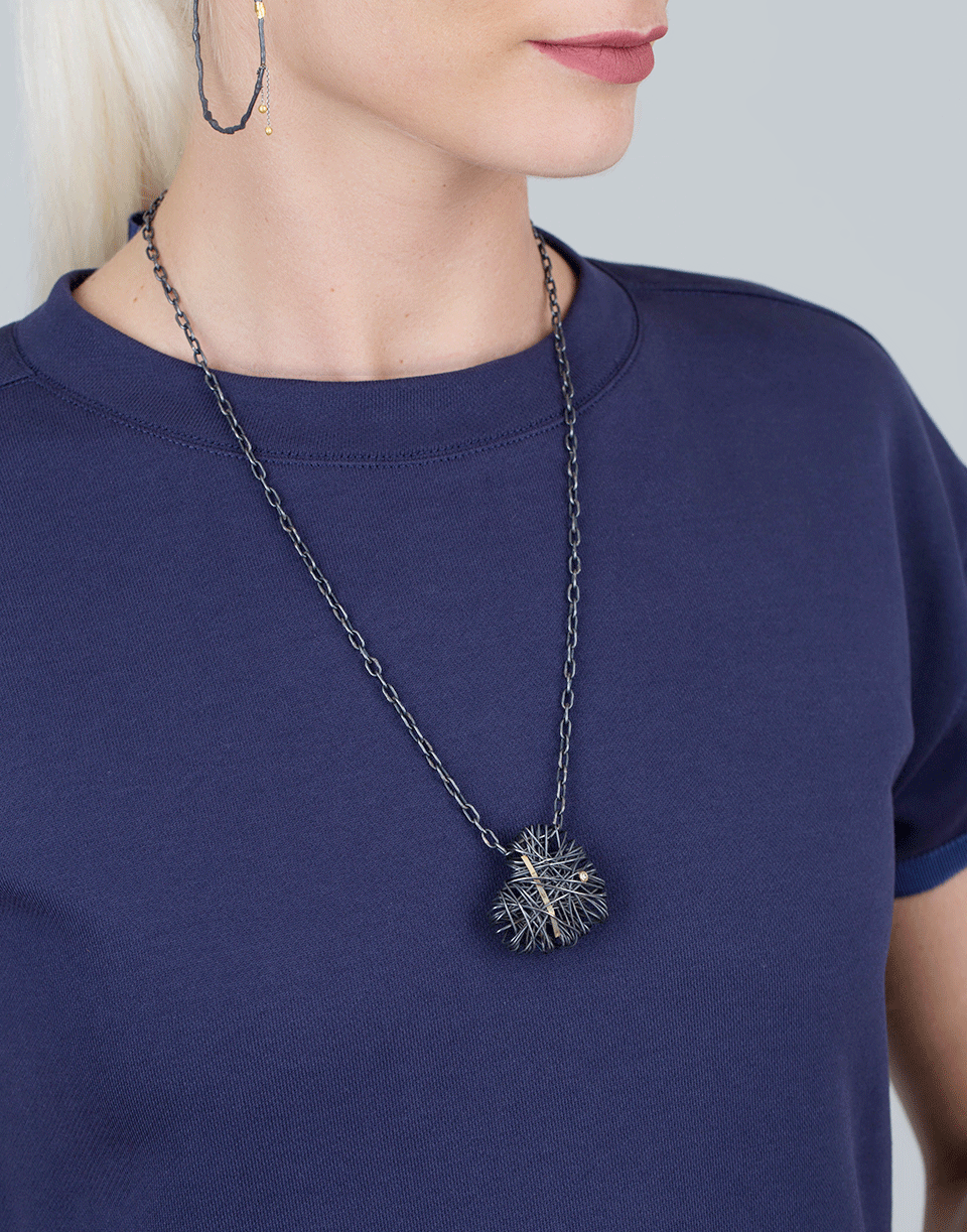 BOAZ KASHI-Silver Nest Heart Necklace-SILVER
