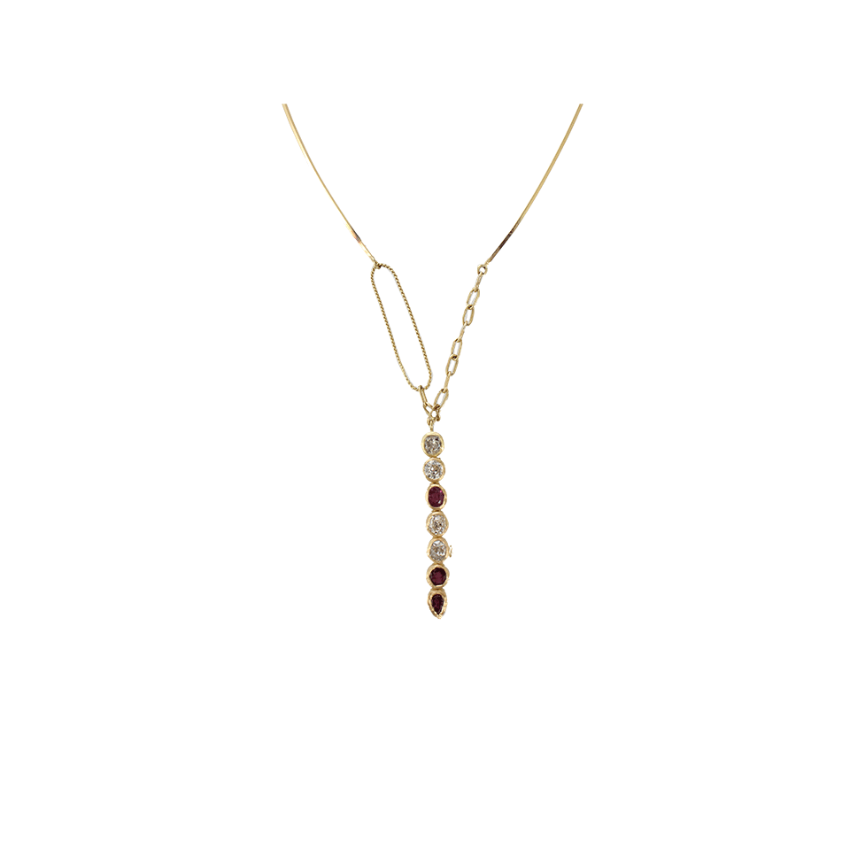 BOAZ KASHI-Genesis Ruby And Diamond Pendant Necklace-YELLOW GOLD