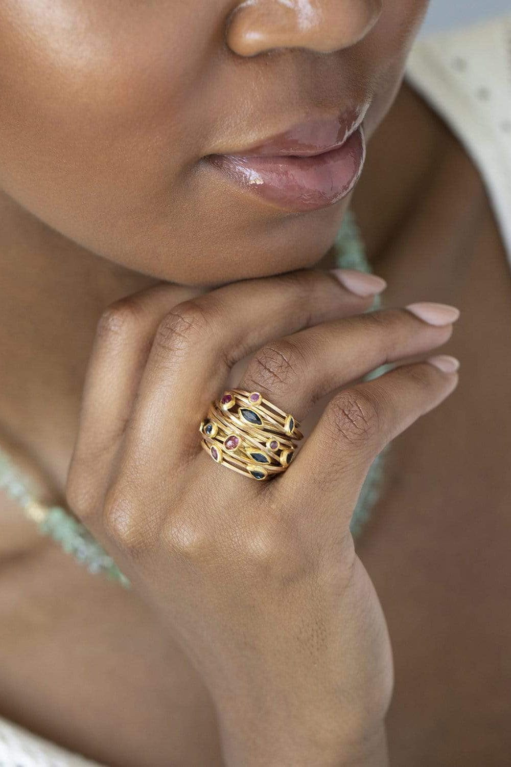 BOAZ KASHI-Ruby & Sapphire Ring-ROSE GOLD