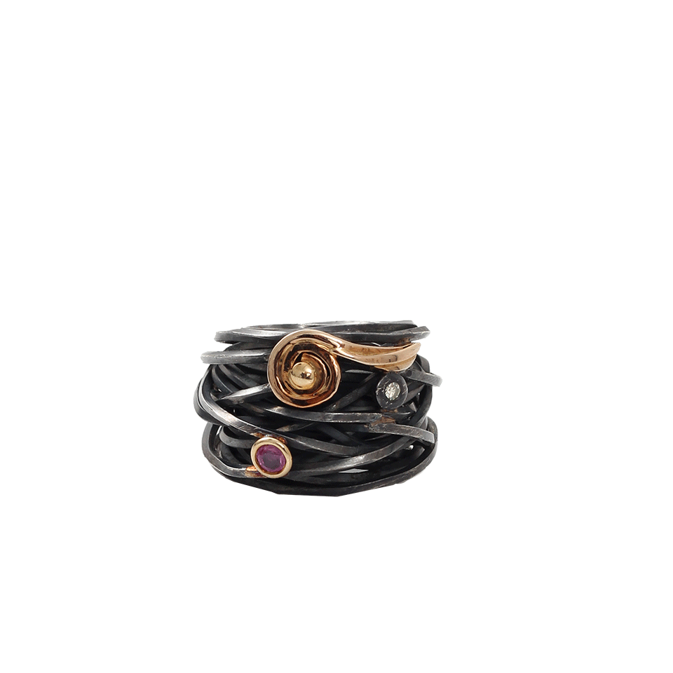 BOAZ KASHI-Tourmaline Wire Wrap Ring-SILVER