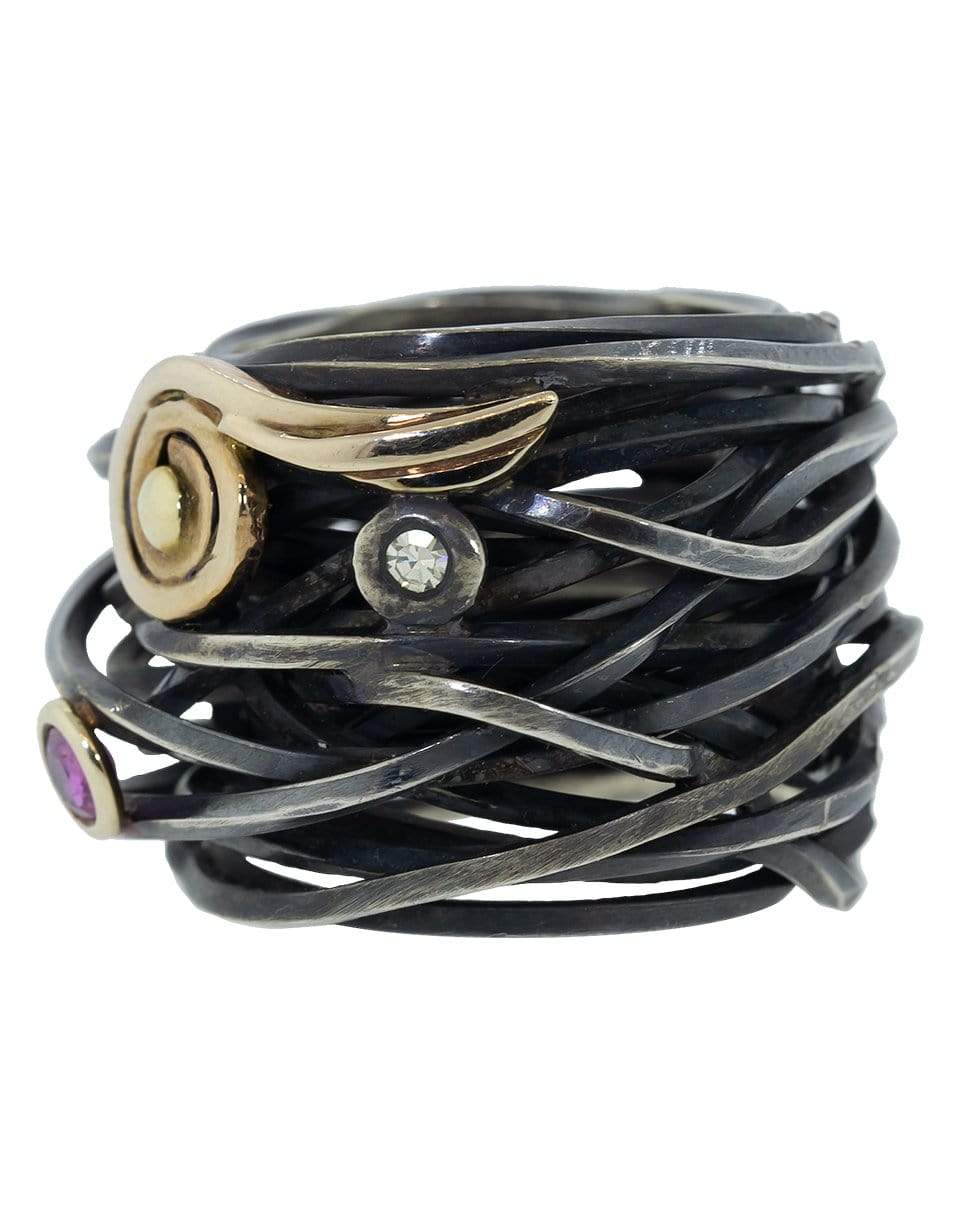 BOAZ KASHI-Tourmaline Wire Wrap Ring-SILVER