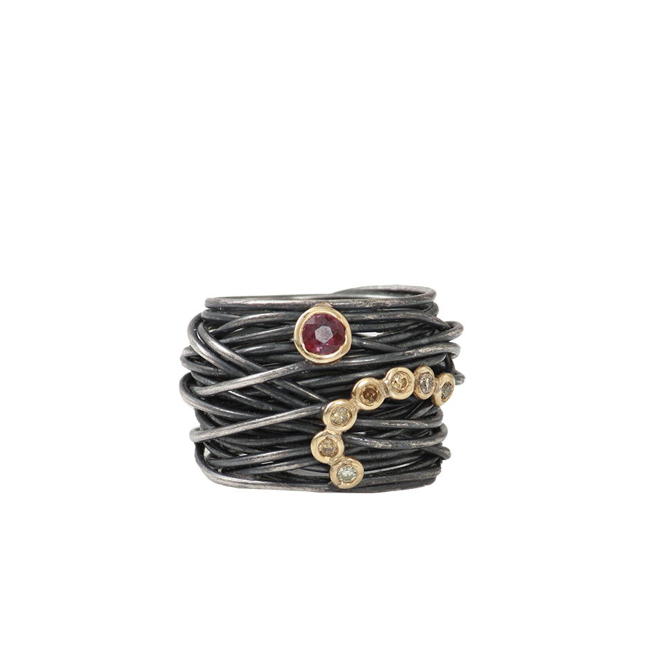 BOAZ KASHI-Tourmaline Wire Wrap Ring-SILVER