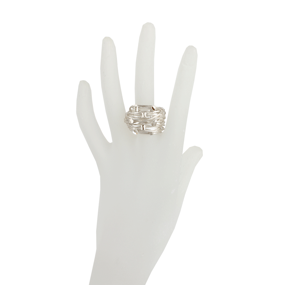BOAZ KASHI-Wire Wrap Ring With Diamonds-SILVER