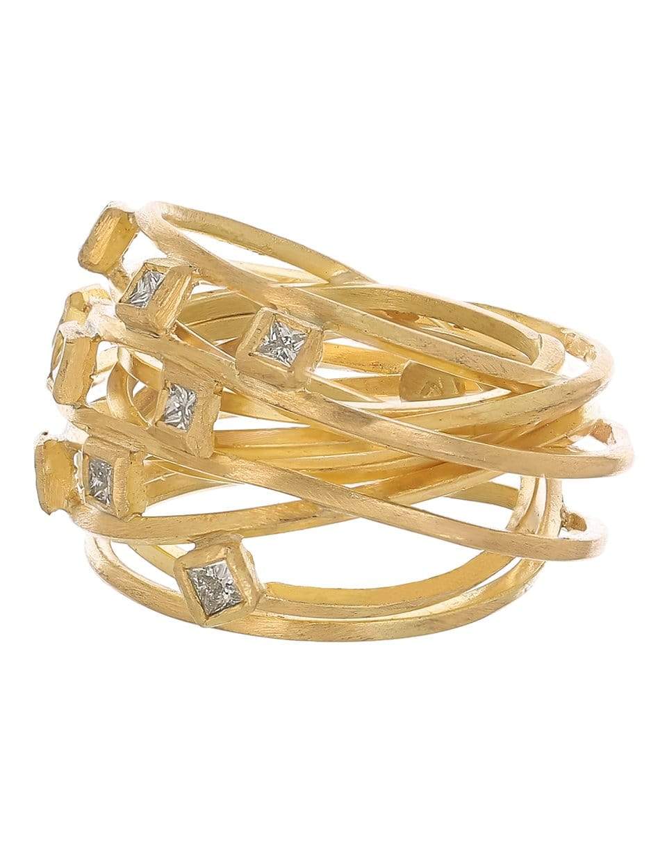 BOAZ KASHI-Diamond Square Wrap Ring-WHITE GOLD