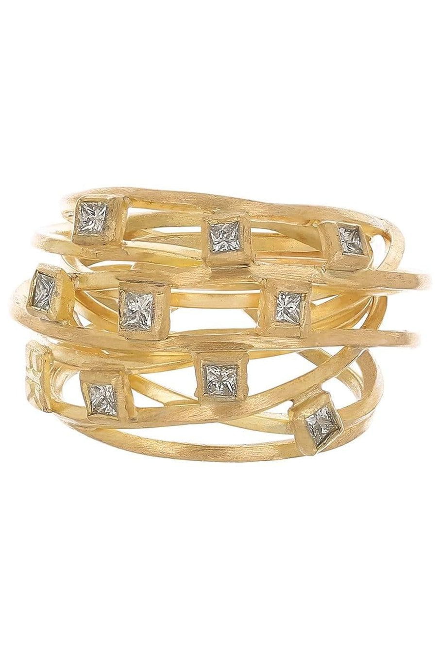 BOAZ KASHI-Diamond Square Wrap Ring-WHITE GOLD