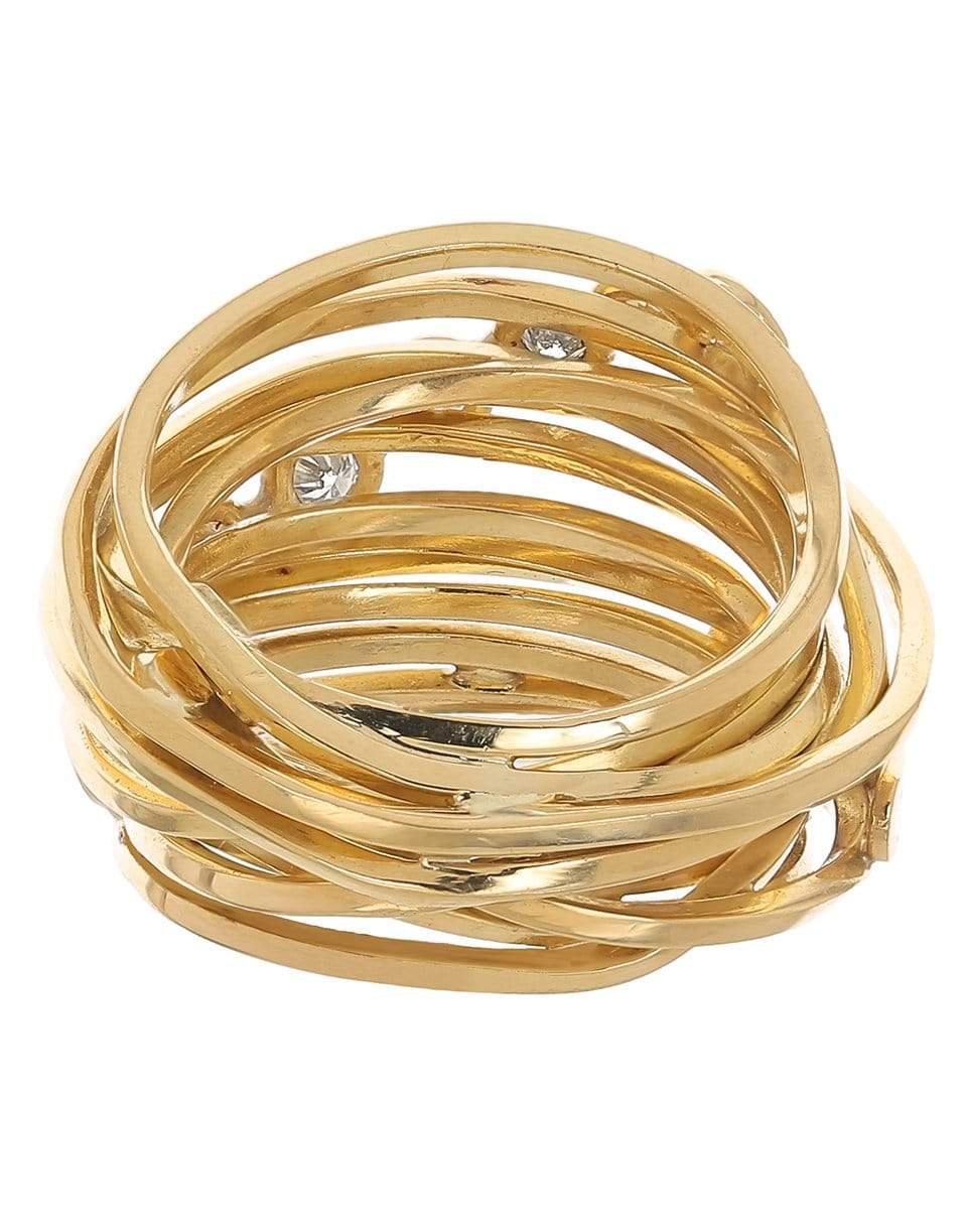 BOAZ KASHI-Diagonal Diamond Ring-YELLOW GOLD