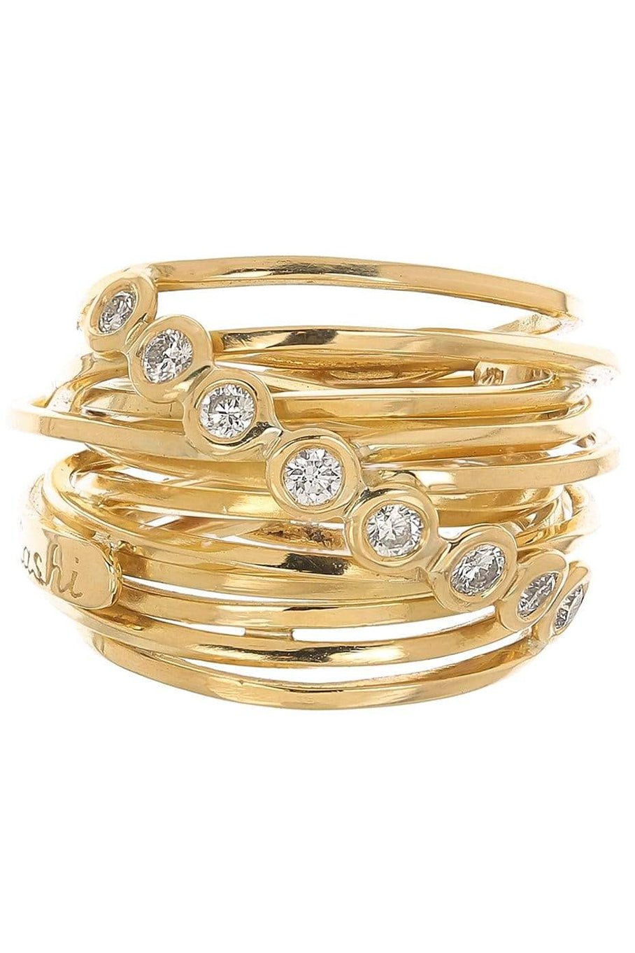 BOAZ KASHI-Diagonal Diamond Ring-YELLOW GOLD