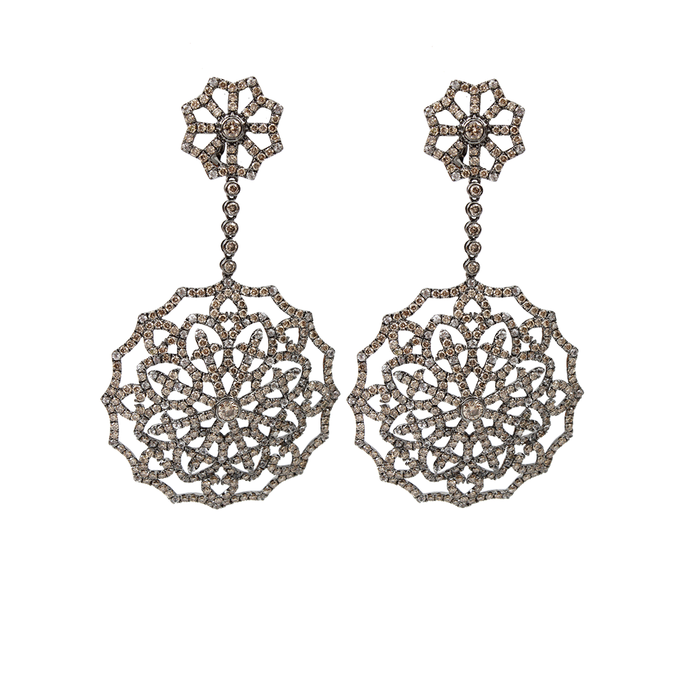 BOCHIC-Mixed Diamond Snowflake Drop Earrings-WHITE GOLD