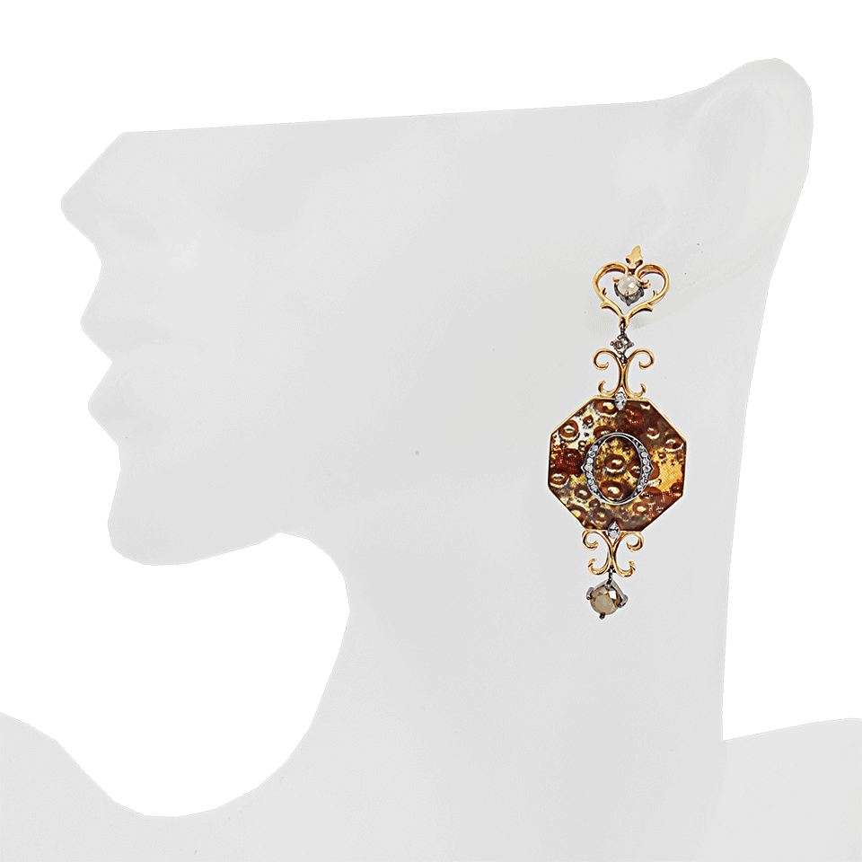 BOCHIC-Enamel and Diamond Icon Earrings-YELLOW GOLD