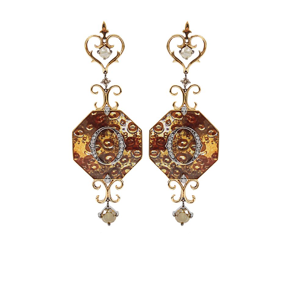 BOCHIC-Enamel and Diamond Icon Earrings-YELLOW GOLD