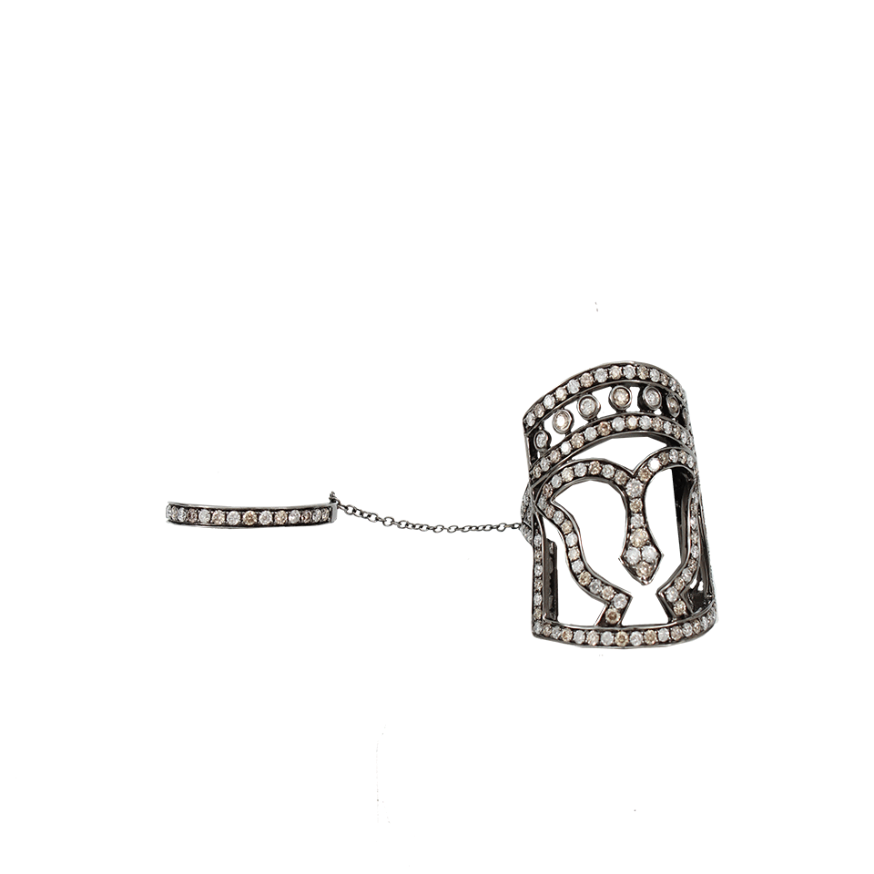 BOCHIC-Diamond Pave Mask Ring-WHITE GOLD