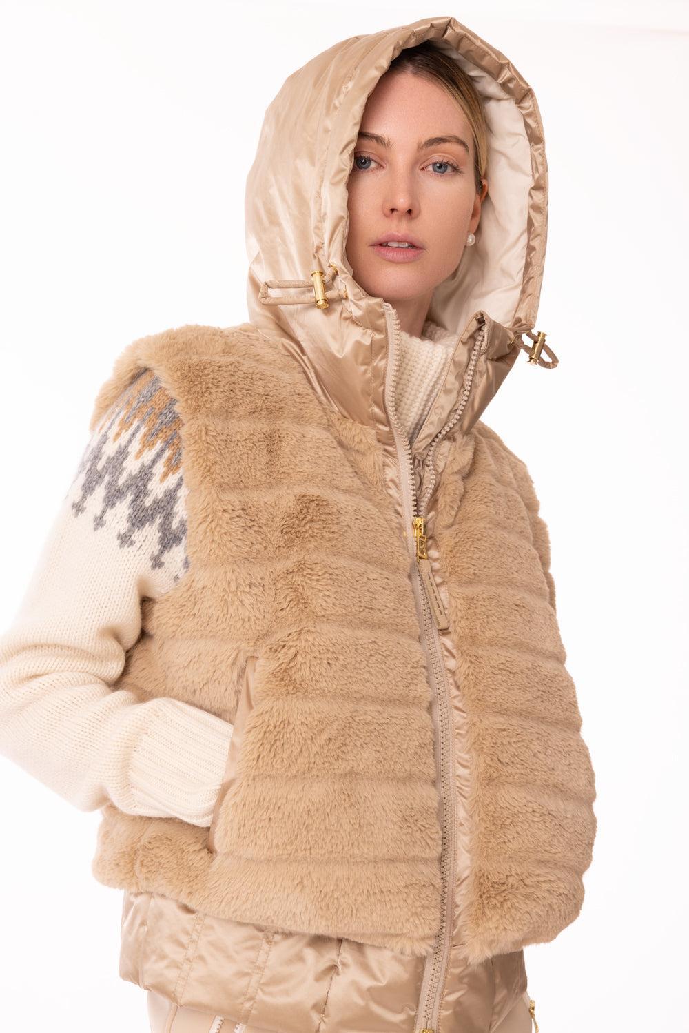 Yumi Hood Vest-LT ALMND-4-CLOTHINGJACKETVESTS-BOGNER OF AMERICA