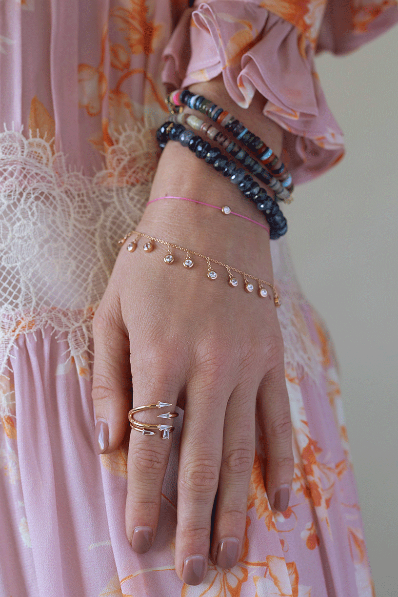 BONDEYE JEWELRY-Droplet White Sapphire Bracelet-ROSE GOLD
