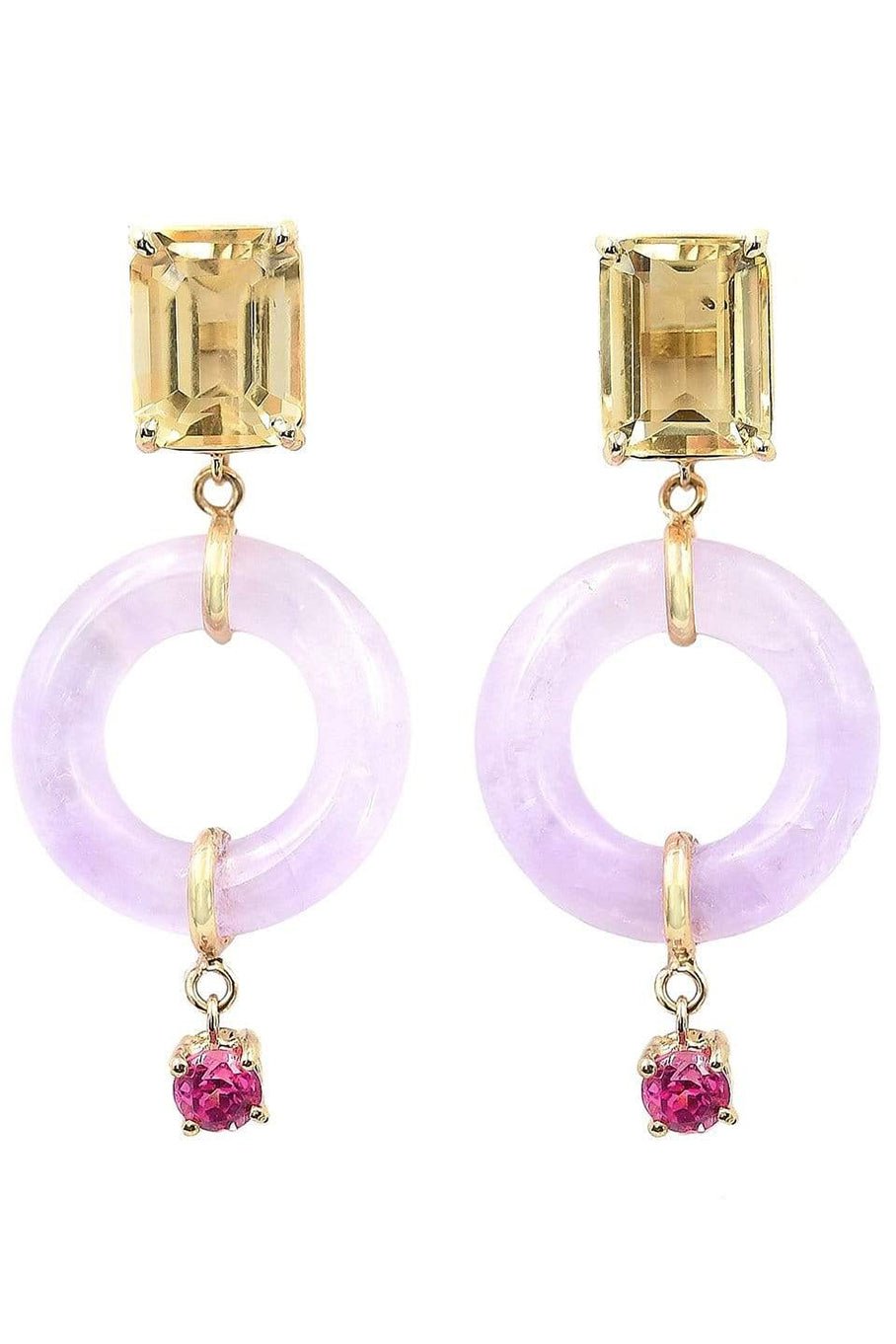 BONDEYE JEWELRY-Emerald Cut Munchkin Drops Jelly Earrings-YELLOW GOLD