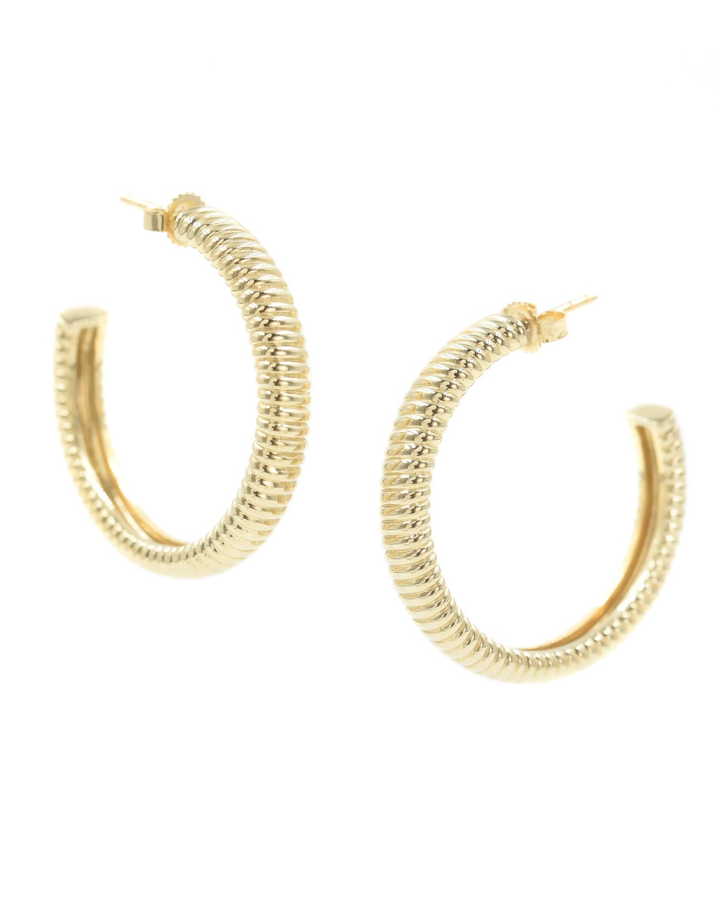 BONDEYE JEWELRY-Jules Textured Hoops-YELLOW GOLD