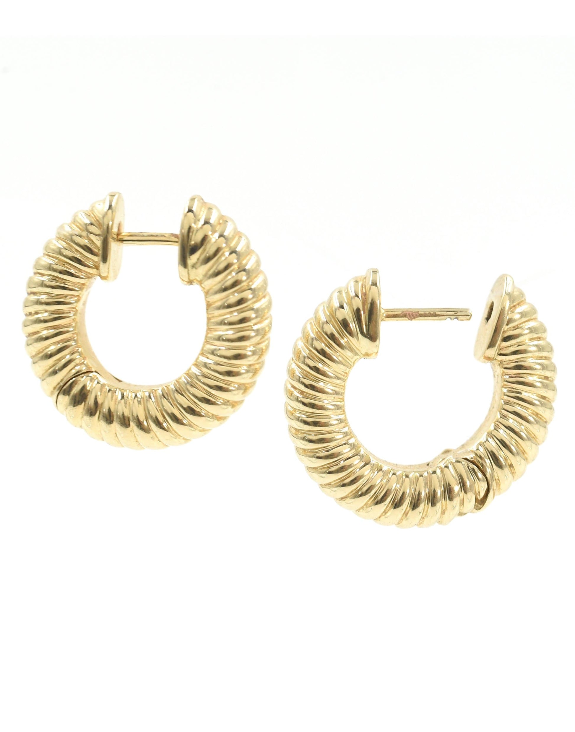 BONDEYE JEWELRY-Lulu Textured Gold Hoops-YELLOW GOLD