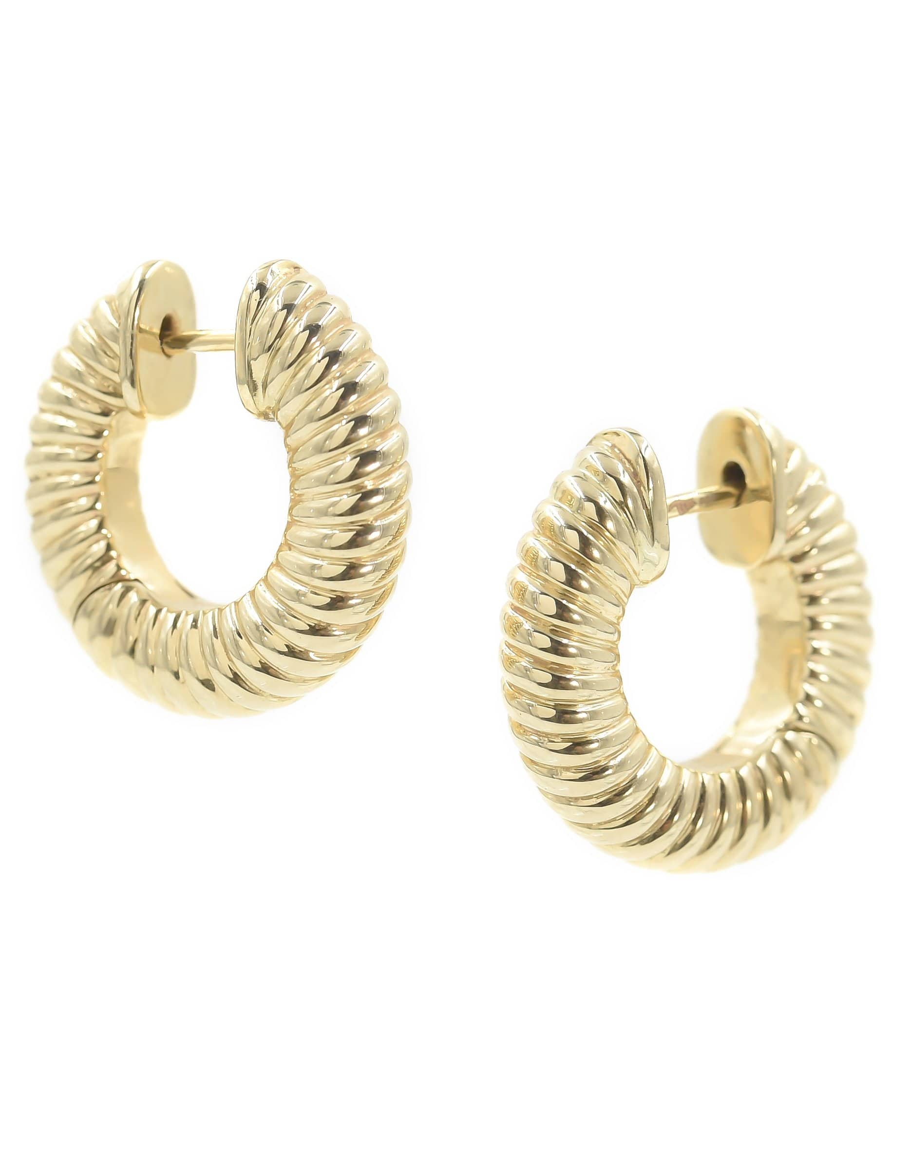 BONDEYE JEWELRY-Lulu Textured Gold Hoops-YELLOW GOLD