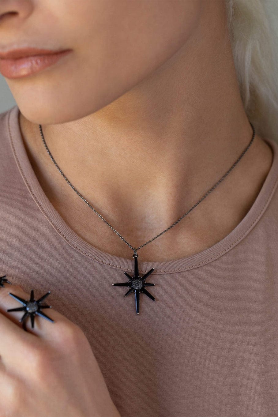 BONDEYE JEWELRY-Astraea Black Spinel Necklace-BLACK GOLD
