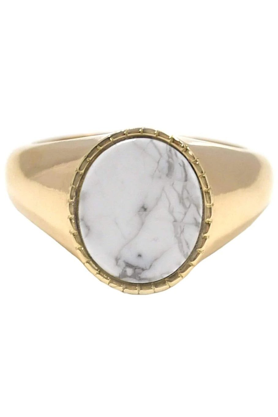 BONDEYE JEWELRY-Markle Howlite Signet Ring-YELLOW GOLD