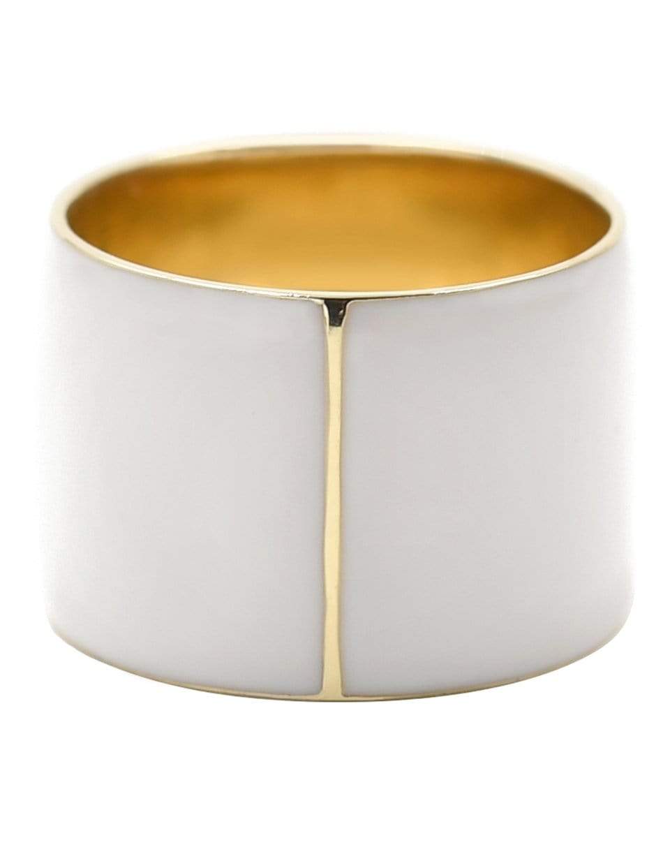 BONDEYE JEWELRY-White Enamel Cigar Band Ring-