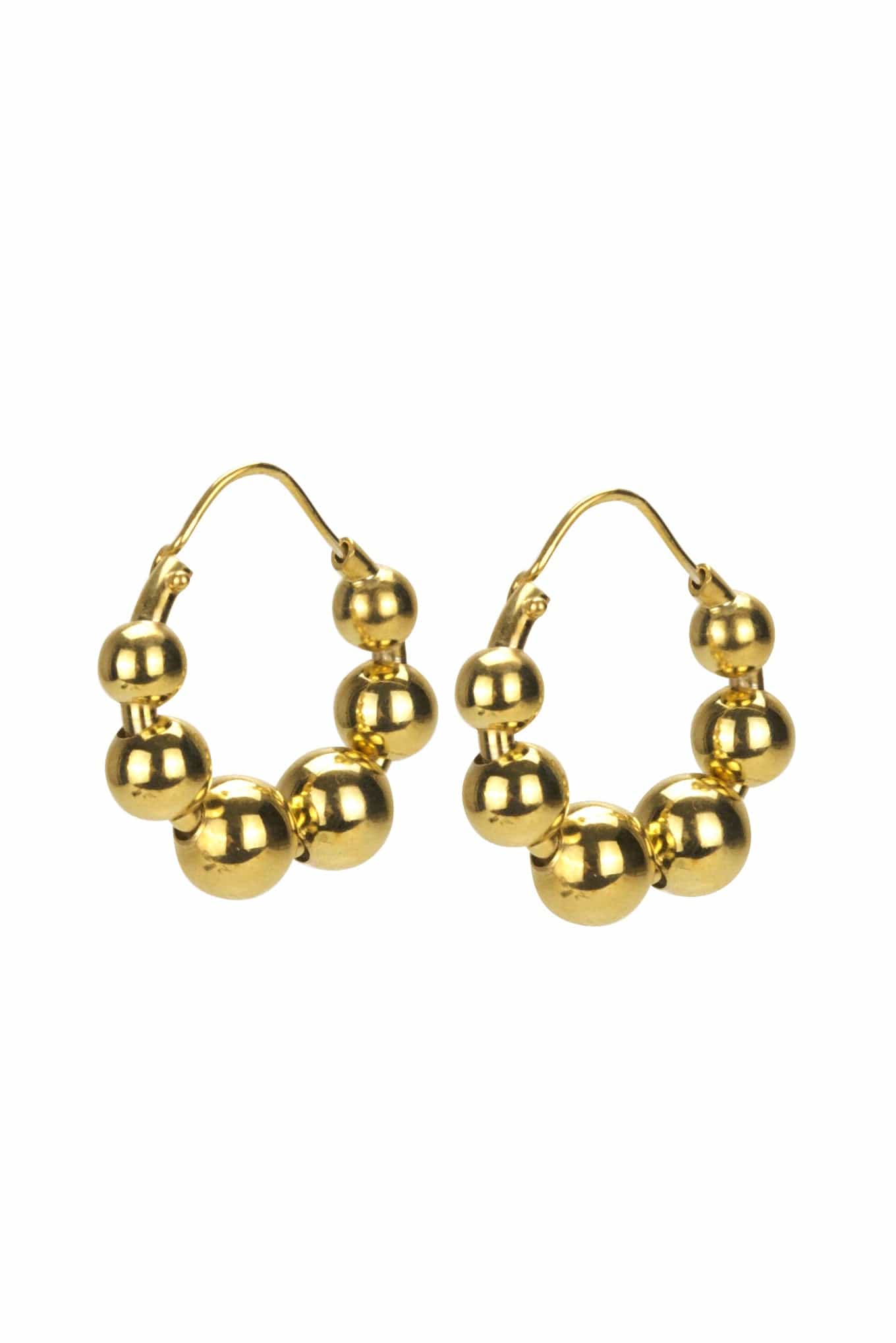 BONVO-Talon Bead Hoop Earrings-GOLD