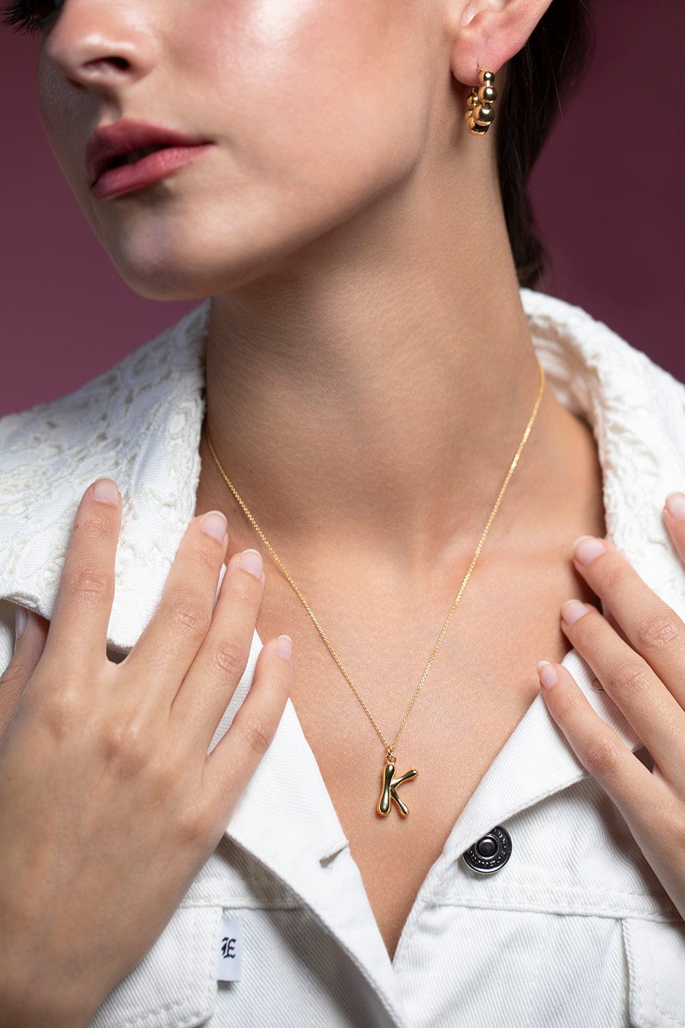 BONVO-Letter K Pendant Necklace-GOLD