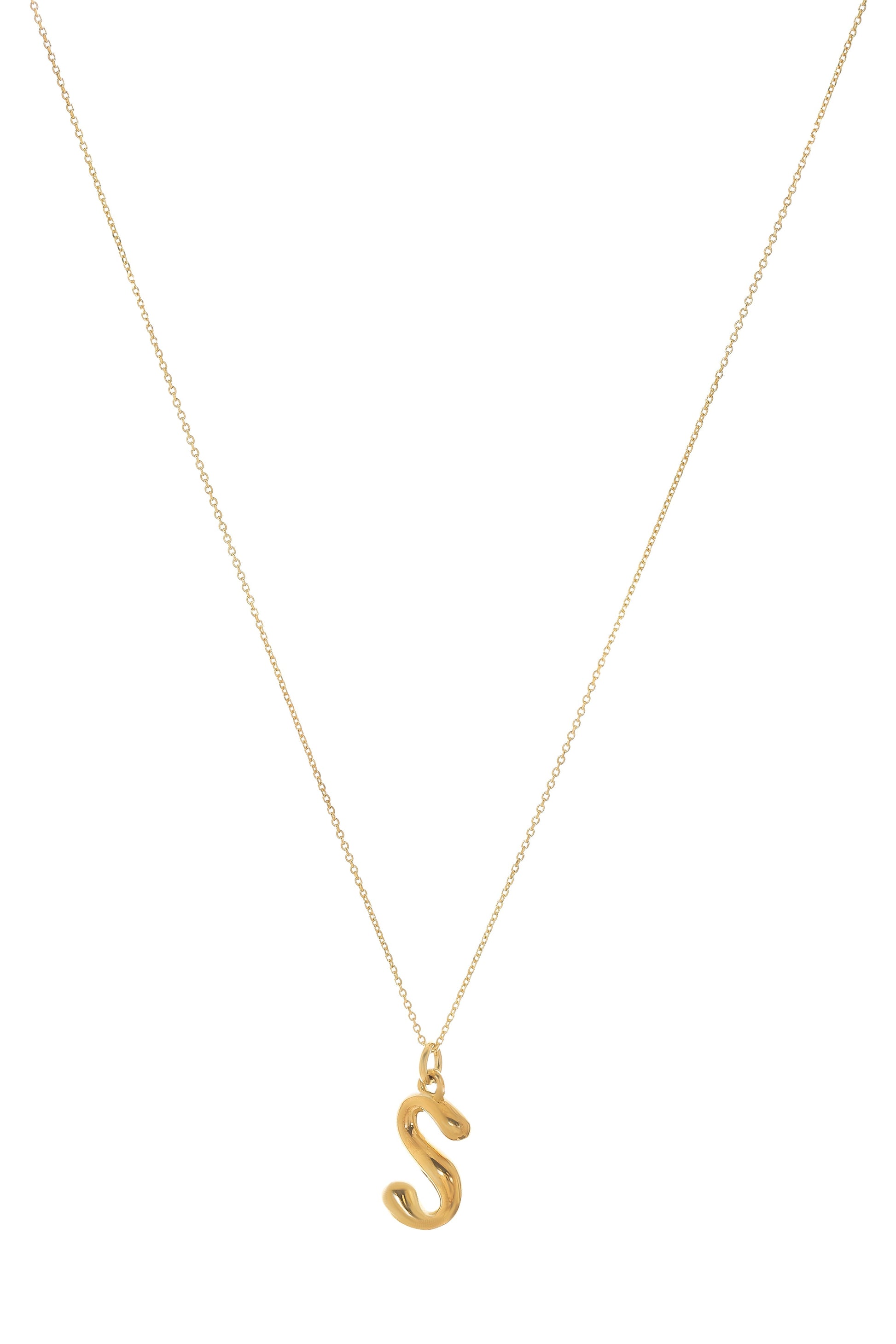BONVO-Letter S Pendant Necklace-GOLD