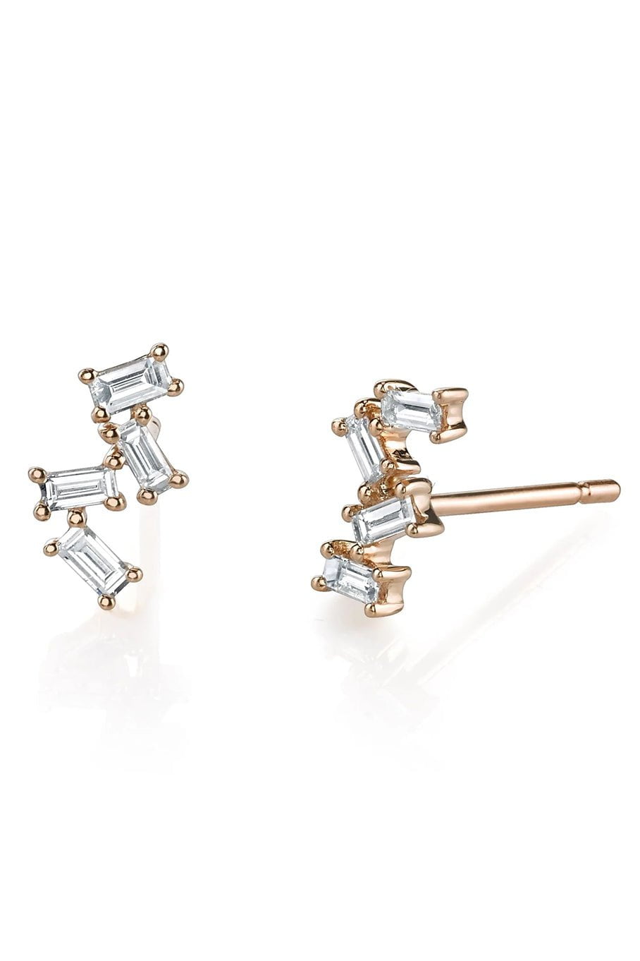 BORGIONI-Four Diamond Baguette Studs - Rose Gold-ROSE GOLD