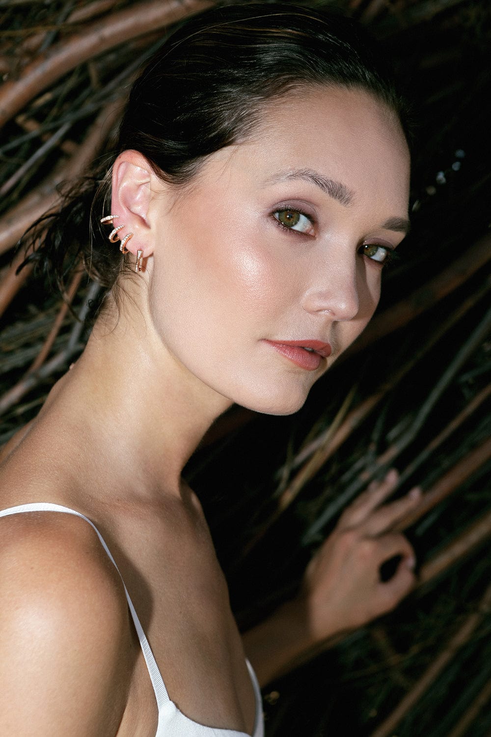 BORGIONI-Pave Diamond Triple Earcuff - Rose Gold-ROSE GOLD