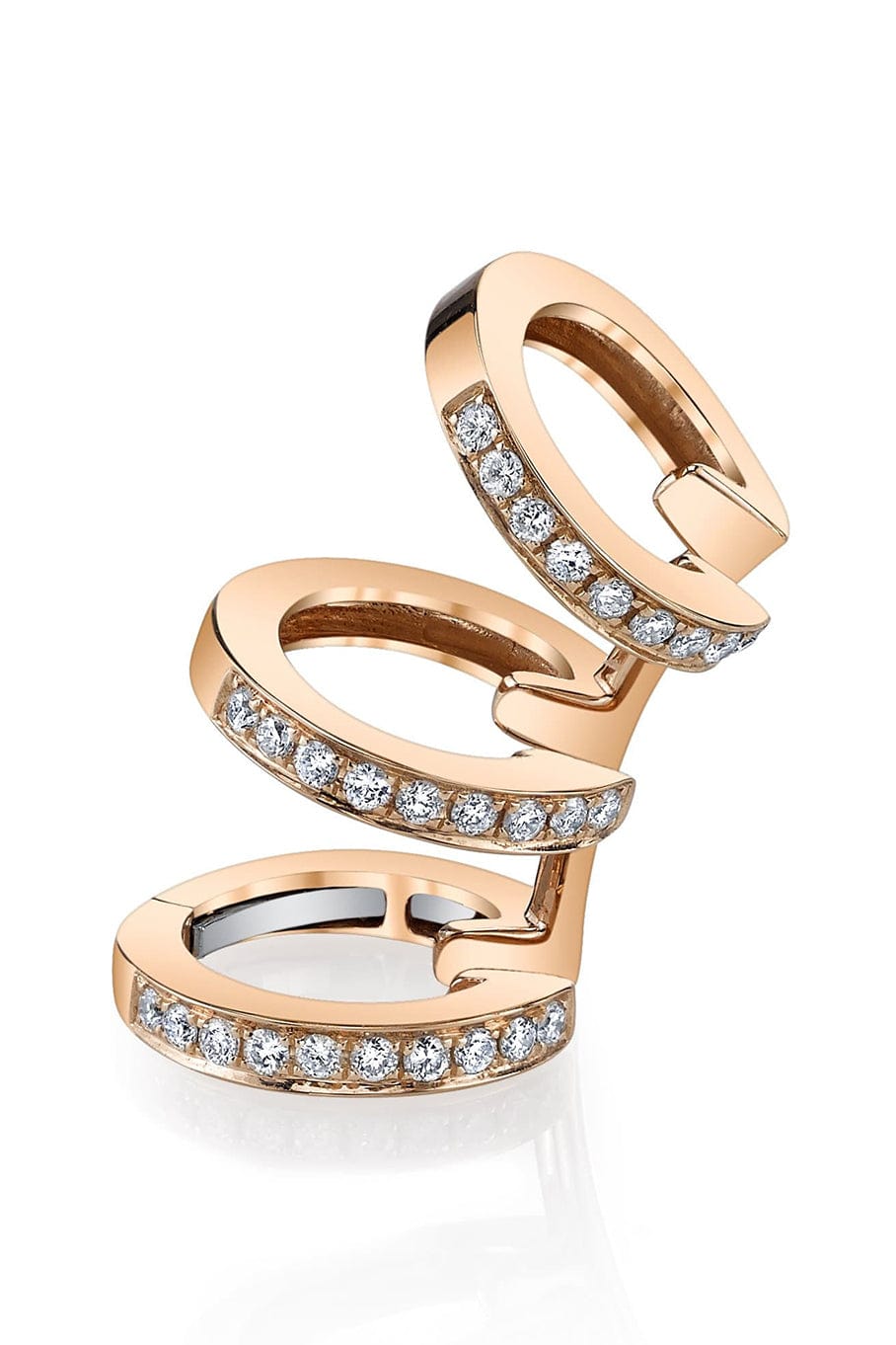 BORGIONI-Pave Diamond Triple Earcuff - Rose Gold-ROSE GOLD
