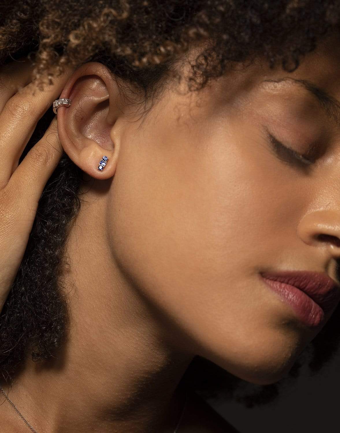 BORGIONI-Mixed Cut Blue Sapphire Studs - White Gold-WHITE GOLD