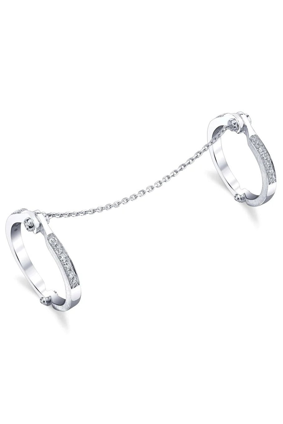 BORGIONI-Diamond Handcuff Chain Ring-WHITE GOLD