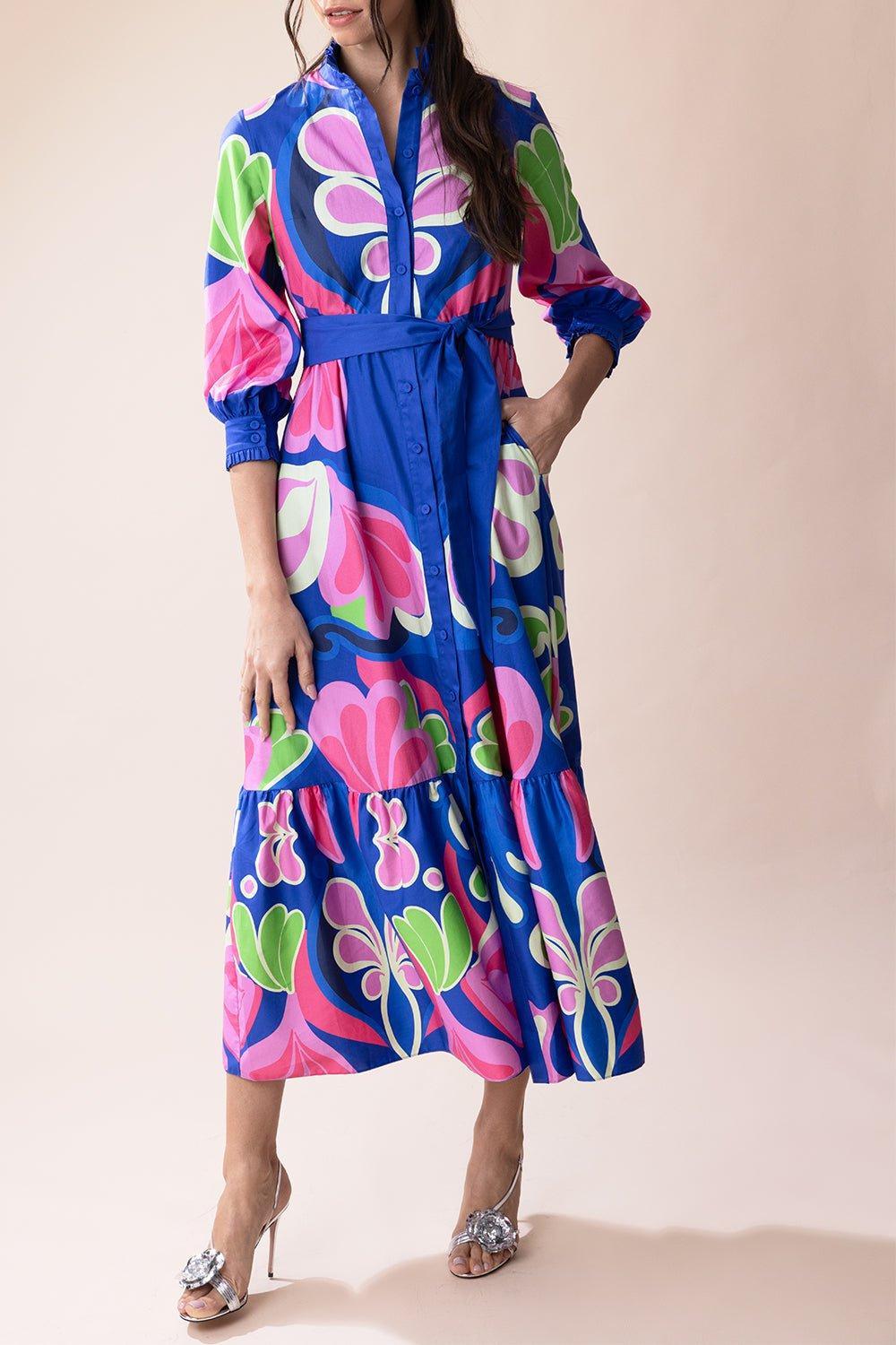 BORGO DE NOR-Demi Dress - Seventies Blue-