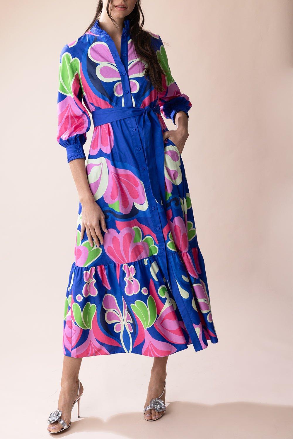 BORGO DE NOR-Demi Dress - Seventies Blue-
