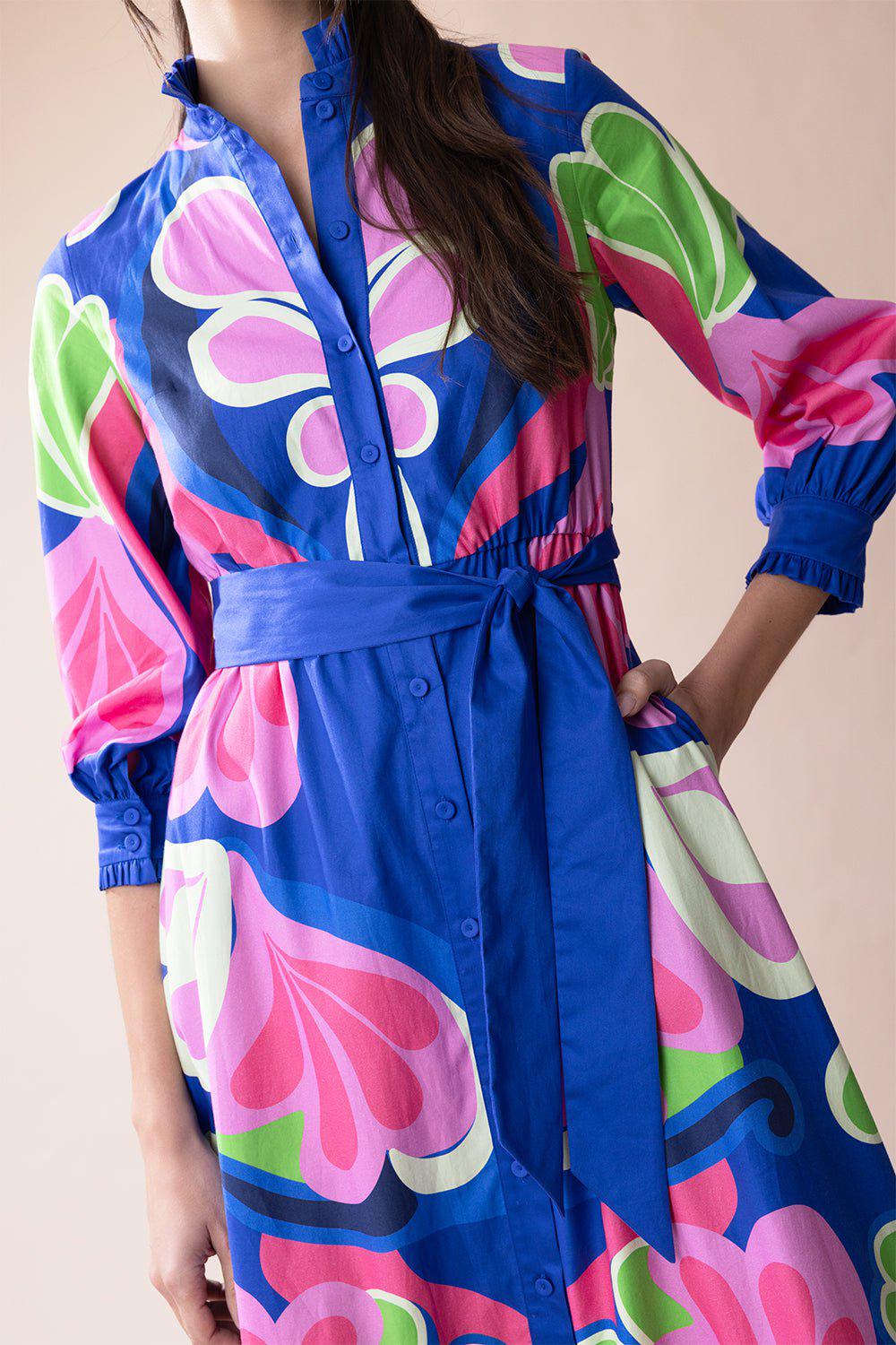 BORGO DE NOR-Demi Dress - Seventies Blue-