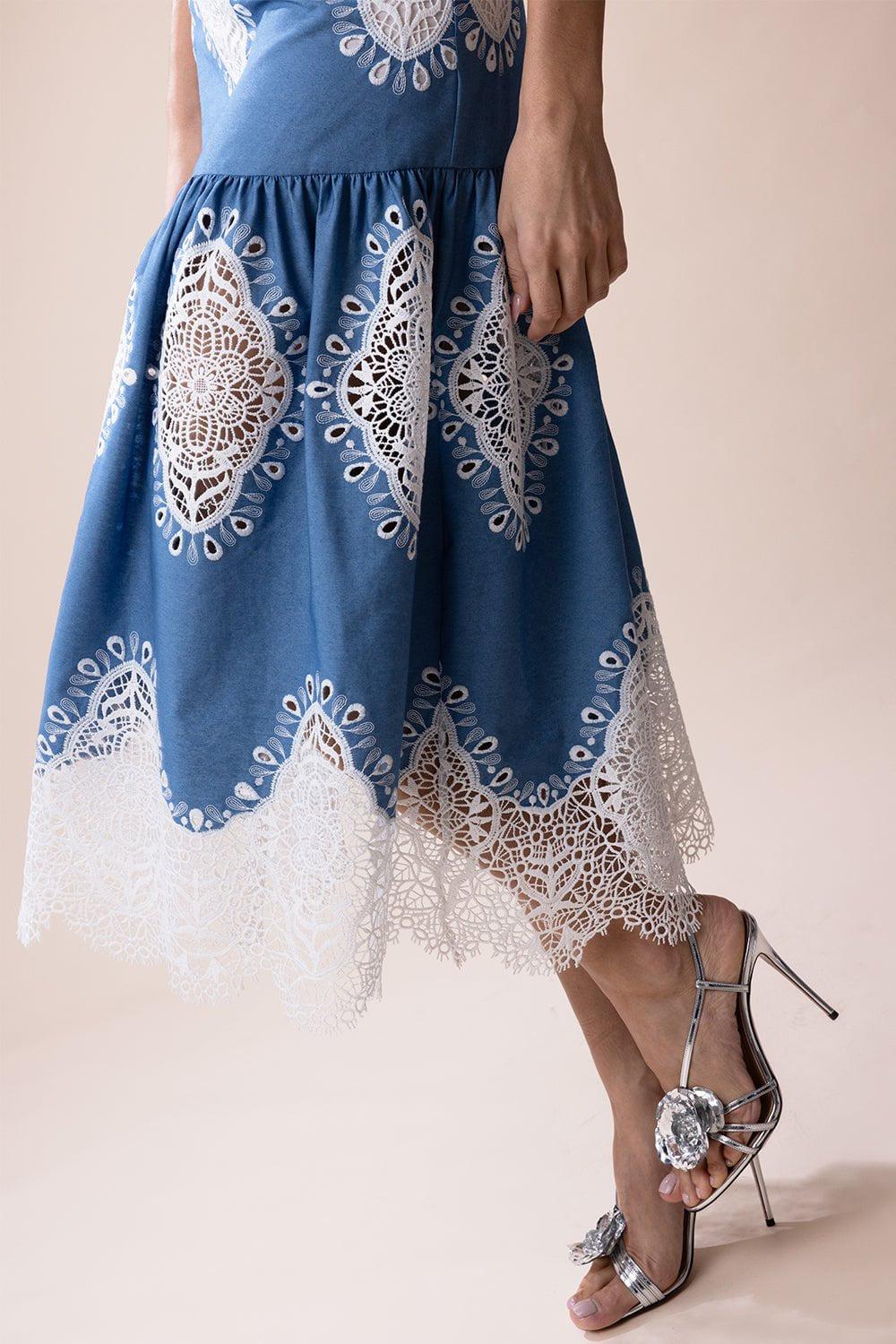 BORGO DE NOR-Cordelia Dress - Denim Ivory-