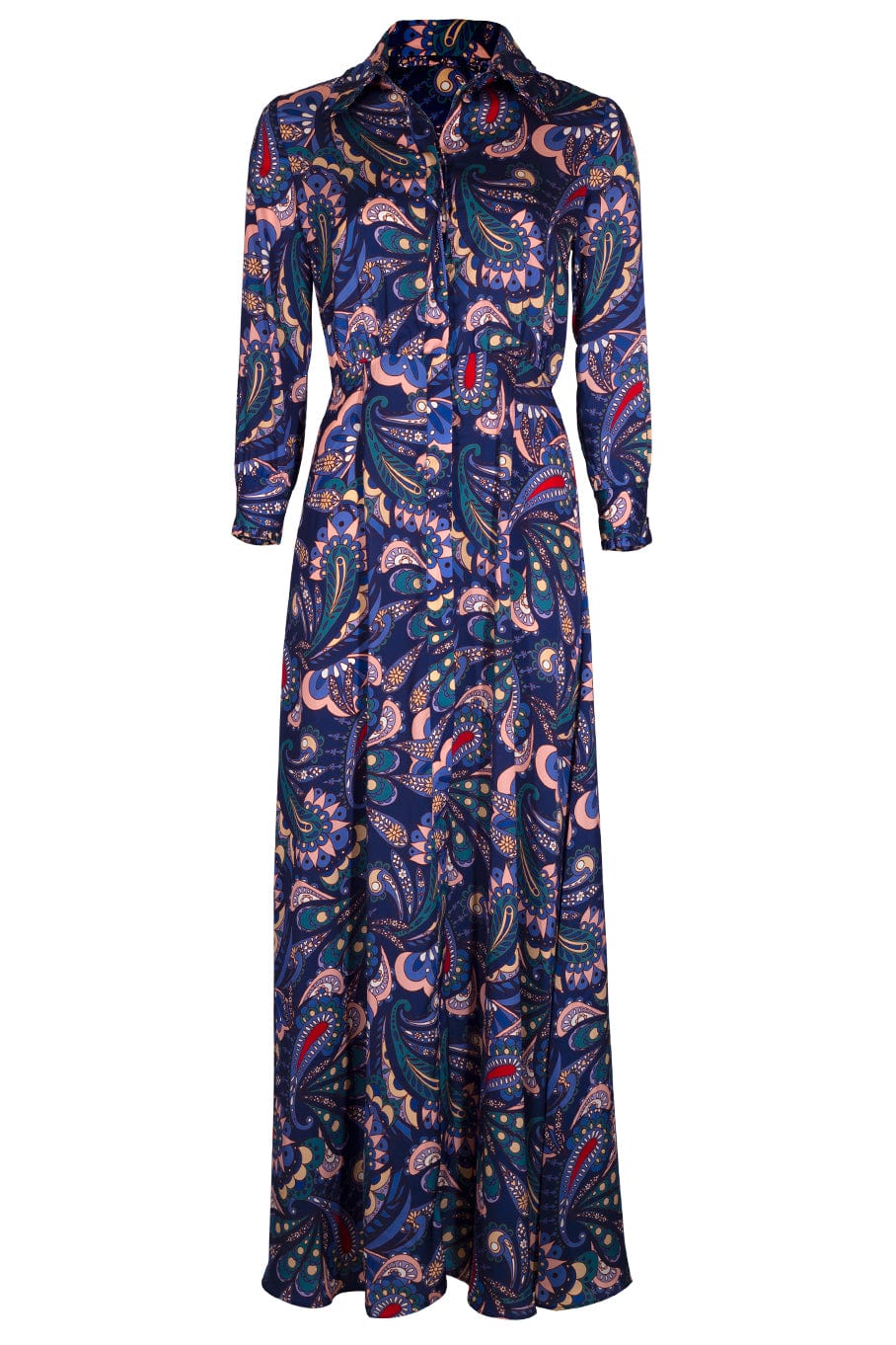 BORGO DE NOR-Long Sleeve Printed Crepe Jacqueline Shirt Dress-