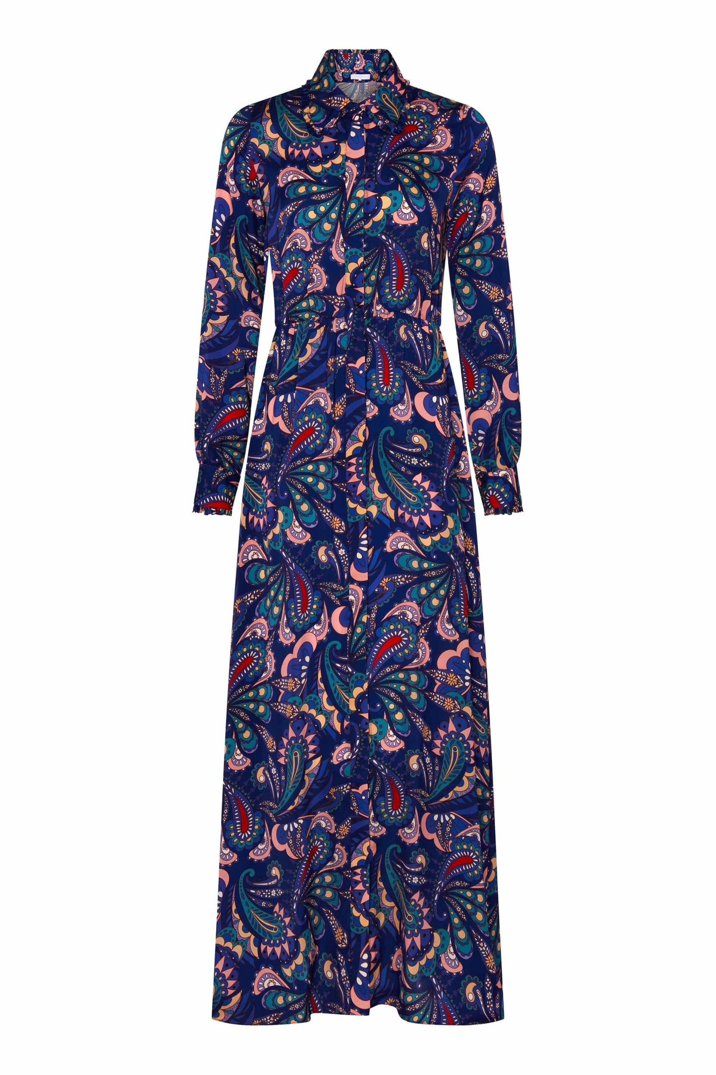 BORGO DE NOR-Long Sleeve Printed Crepe Jacqueline Shirt Dress-