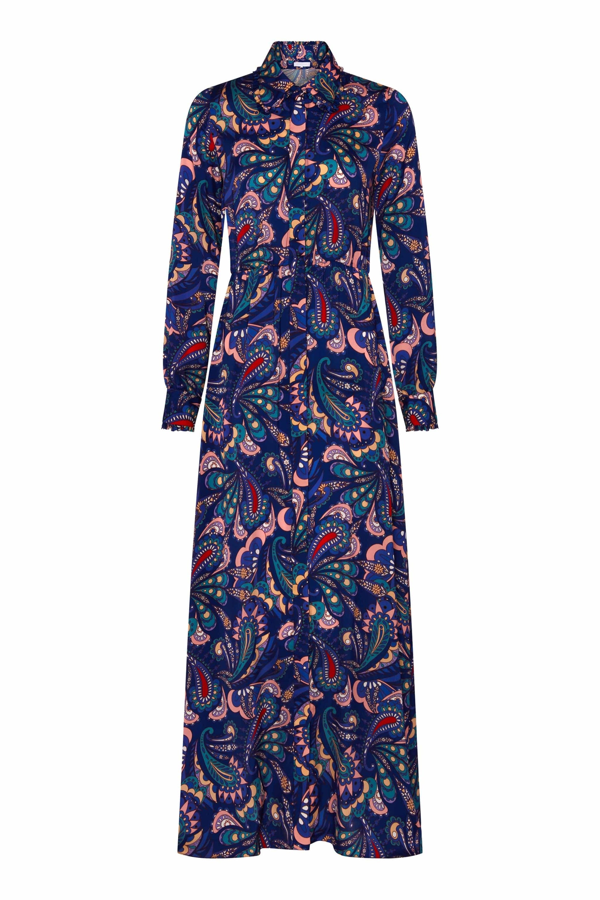 BORGO DE NOR-Long Sleeve Printed Crepe Jacqueline Shirt Dress-