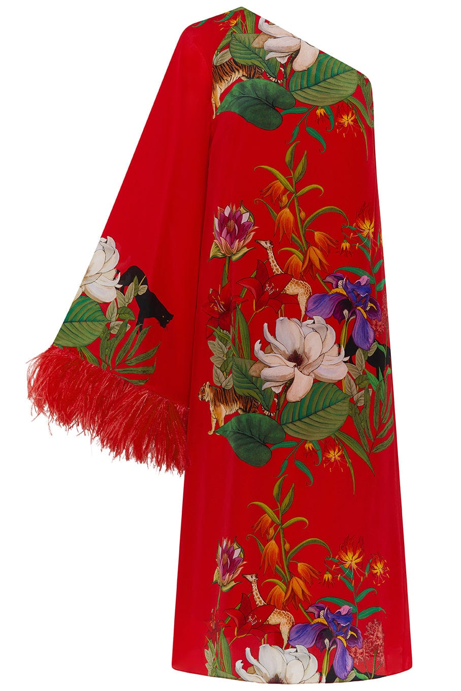 BORGO DE NOR-One Shoulder Crepe Aubrey Midi Dress-