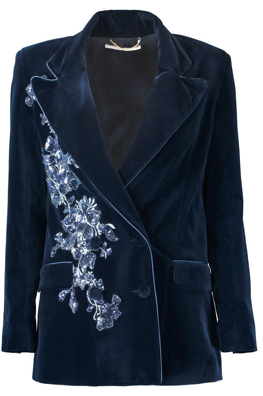 Quinn Velvet Jacket - Blue-BLUE-4-CLOTHINGJACKETBLAZERS-BORGO DE NOR