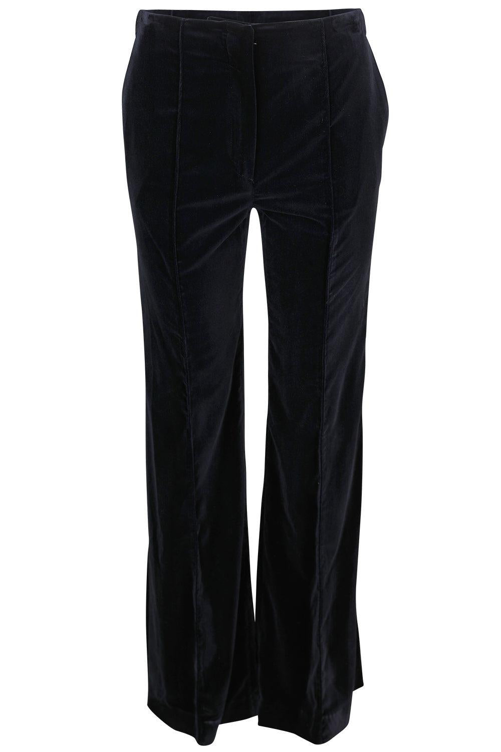 Morgan Velvet Trouser - Blue-BLUE-4-CLOTHINGPANTWIDE LEG-BORGO DE NOR